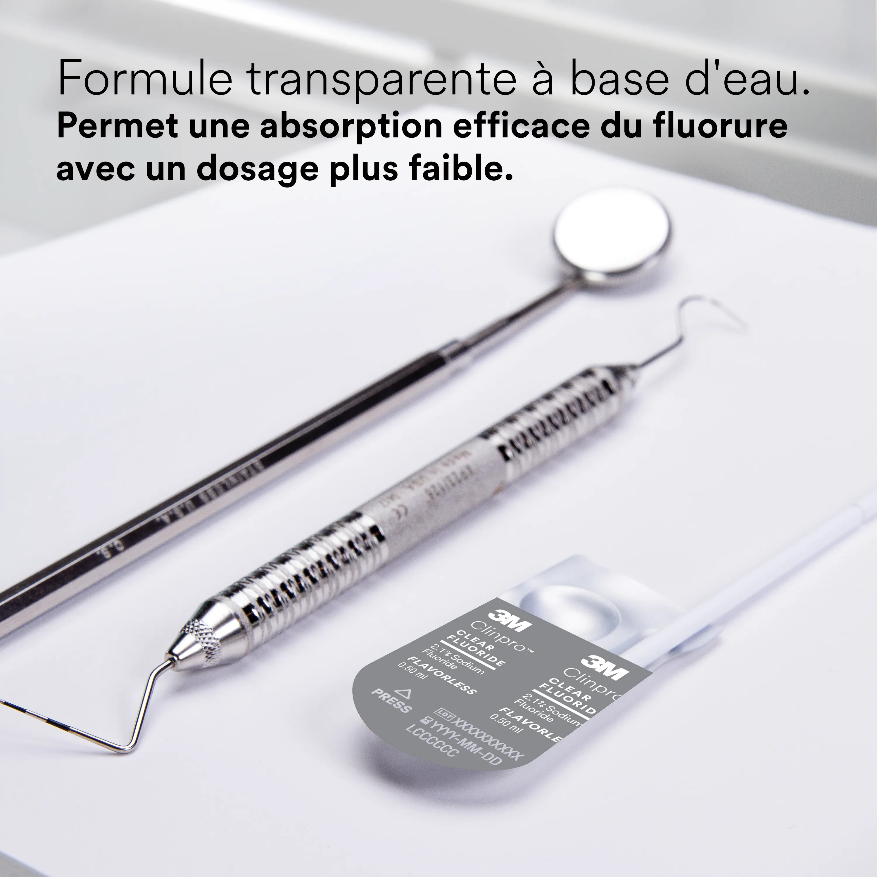 3M™ Clinpro™ Clear Fluorure, traitement à usage unique 100 L-Pop™ sans goût